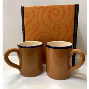 Starbucks Ciao Italya Italy By Bellini 2 Mug 16oz Hand Painted Blue Orange Set 2